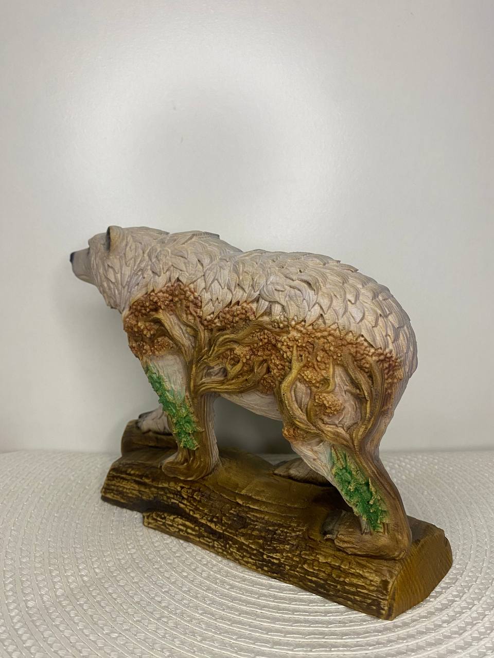 Bear Wood Forest Design Nature Decor Rustic Sculpture Wooden Carved  Woodland Animal Totem