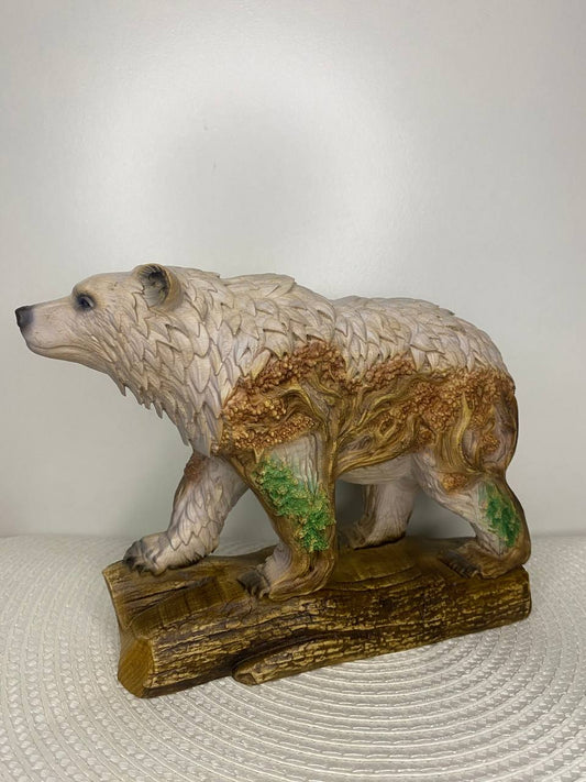 Bear Wood Forest Design Nature Decor Rustic Sculpture Wooden Carved  Woodland Animal Totem