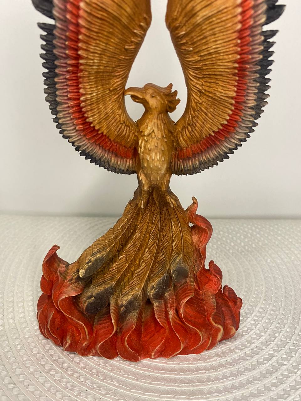 Phoenix Statue: Greek Mythology Decor Hand Carved Ash Wood