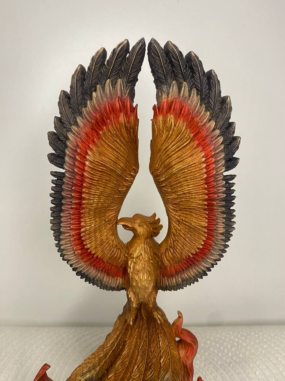 Phoenix Statue: Greek Mythology Decor Hand Carved Ash Wood