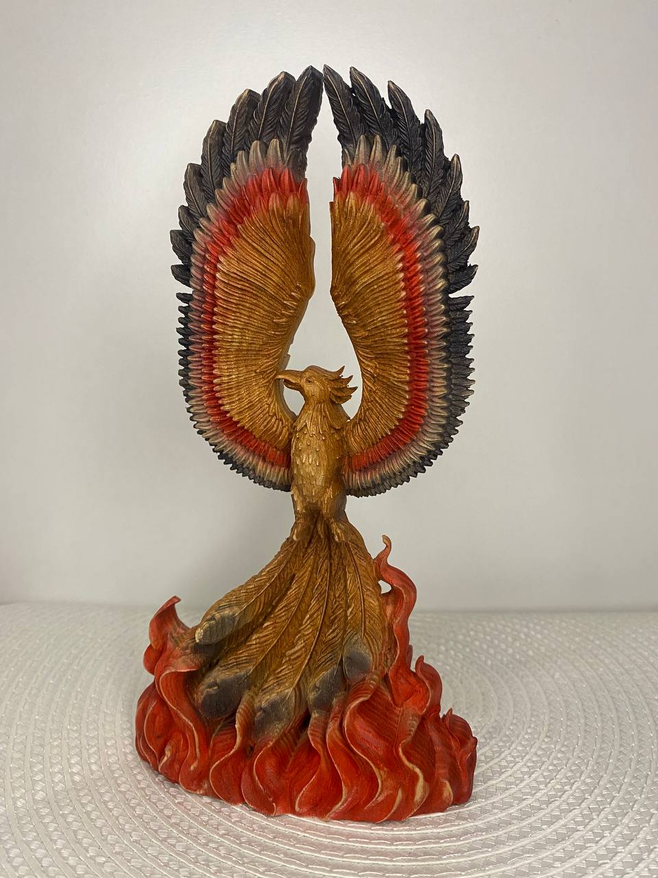 Phoenix Statue: Greek Mythology Decor Hand Carved Ash Wood