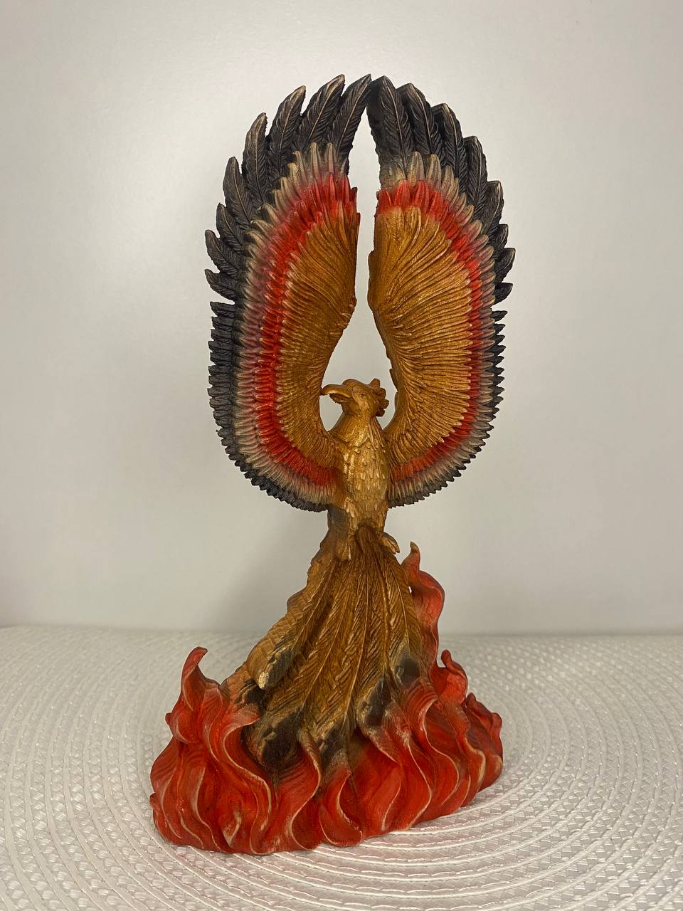 Phoenix Statue: Greek Mythology Decor Hand Carved Ash Wood
