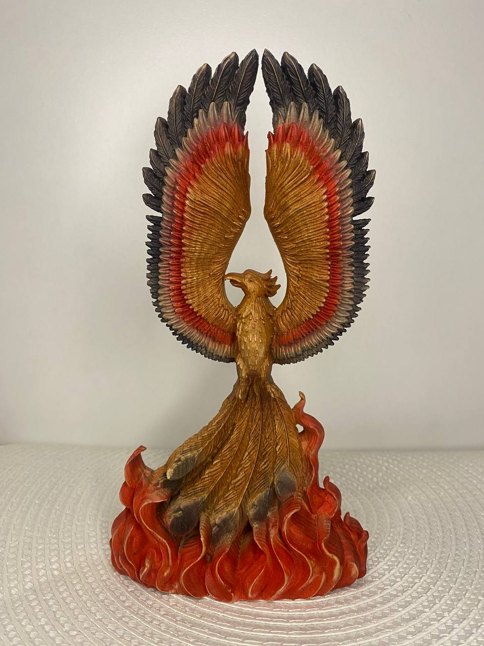 Phoenix Statue: Greek Mythology Decor Hand Carved Ash Wood