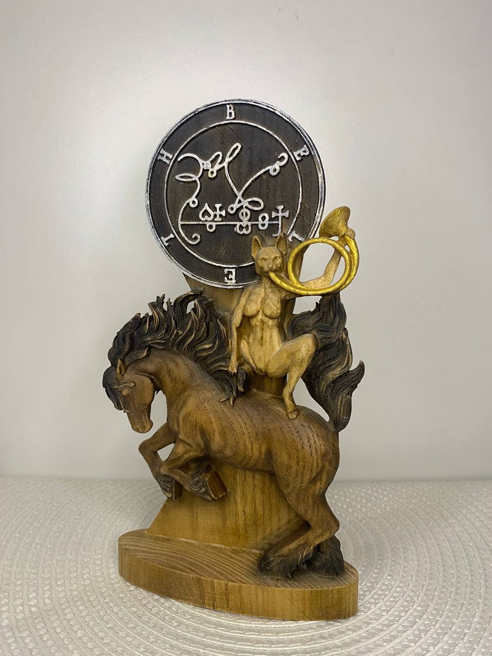 King Beleth Wooden Statue | Gothic Demon Sculpture | Occult Art Decor | Mythological Wooden Figure