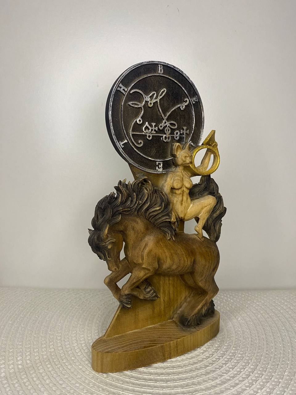 King Beleth Wooden Statue | Gothic Demon Sculpture | Occult Art Decor | Mythological Wooden Figure