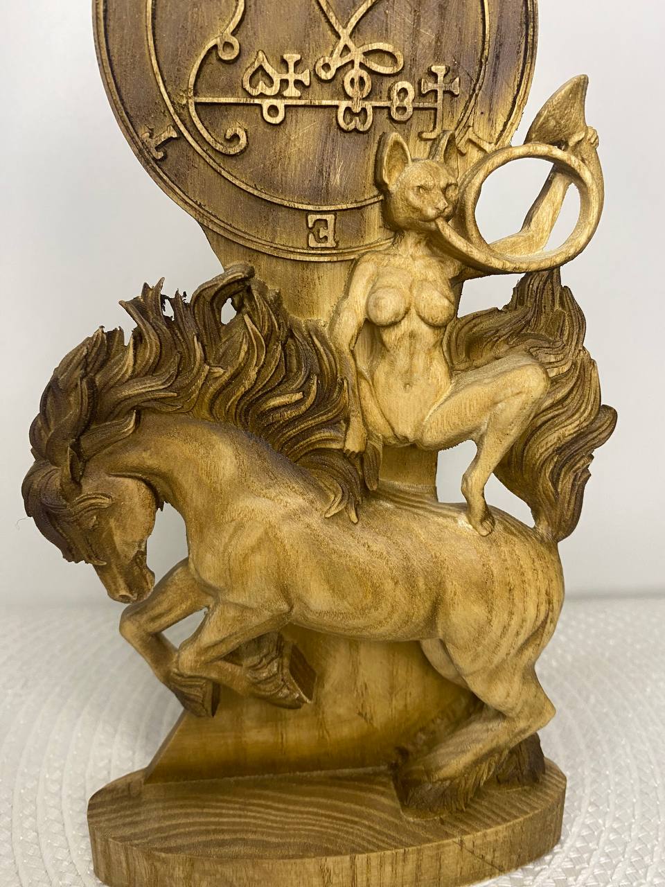 King Beleth Wooden Statue | Gothic Demon Sculpture | Occult Art Decor | Mythological Wooden Figure