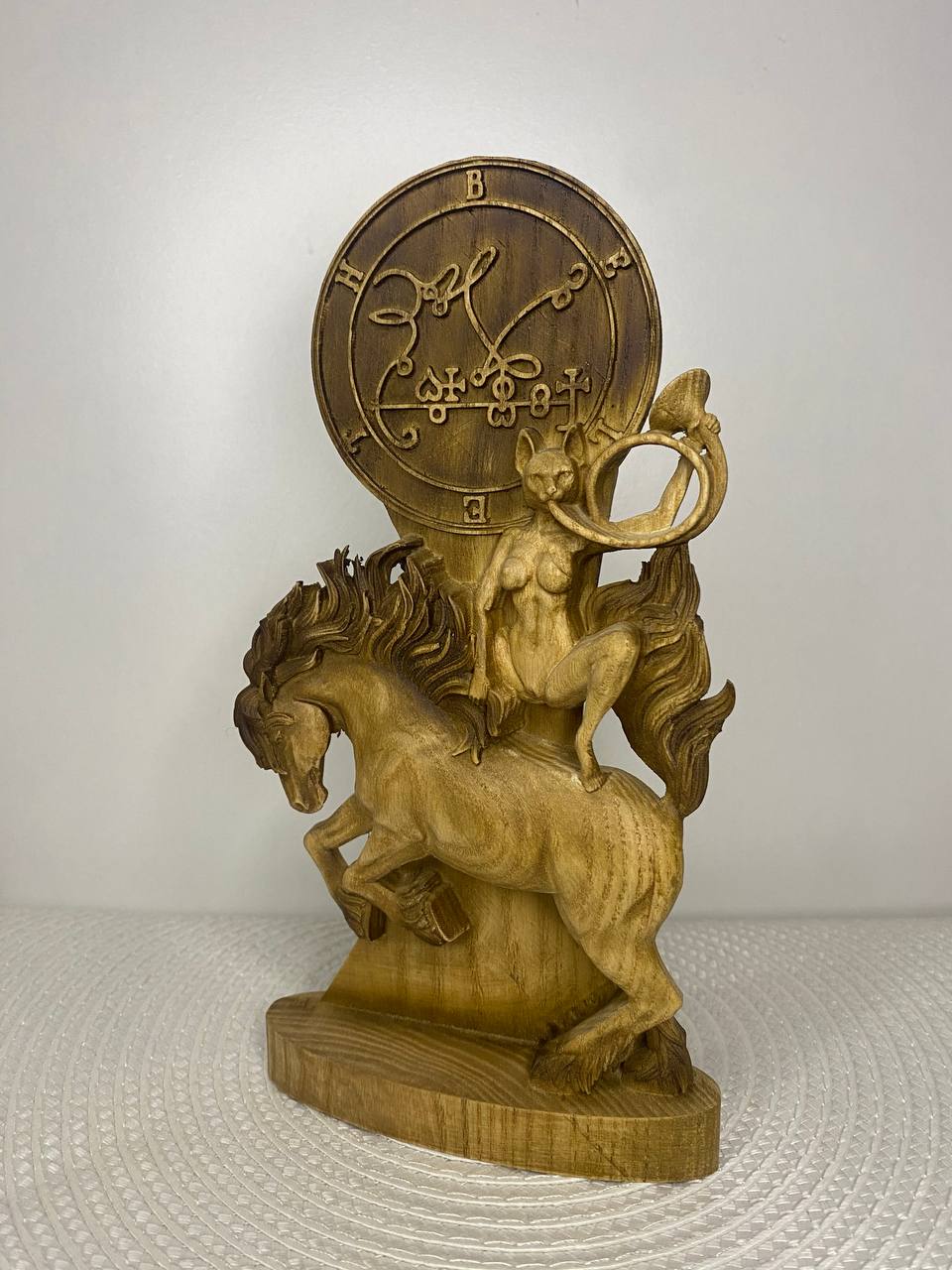 King Beleth Wooden Statue | Gothic Demon Sculpture | Occult Art Decor | Mythological Wooden Figure