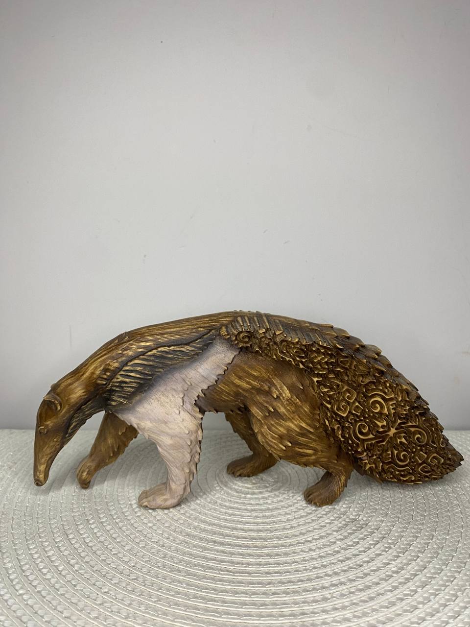 Giant Anteater Statue | Hand-Carved Ash Wood Wildlife Figurine