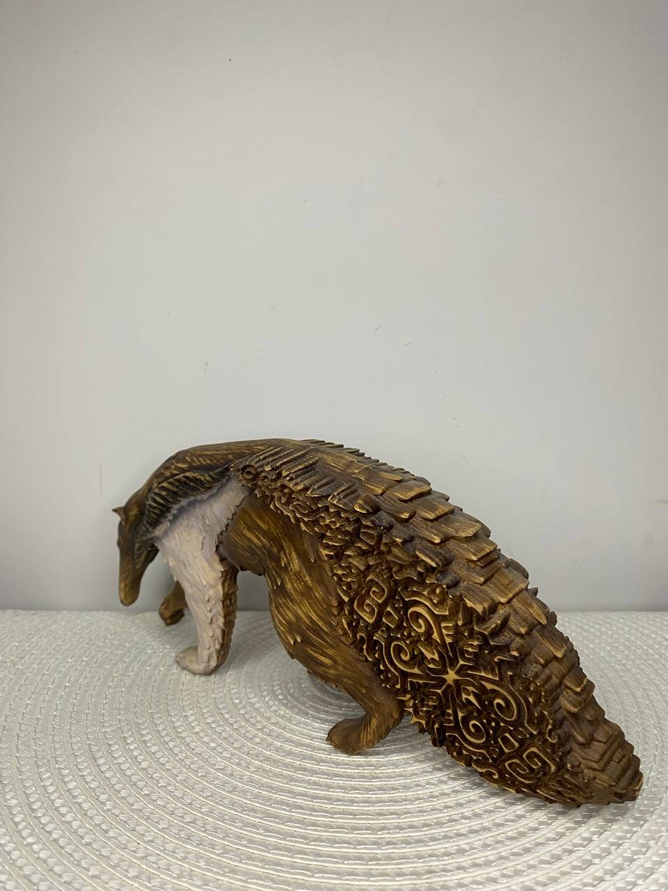 Giant Anteater Statue | Hand-Carved Ash Wood Wildlife Figurine