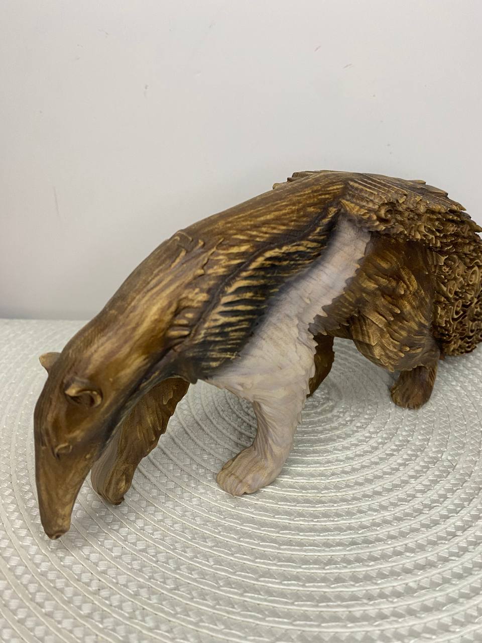 Giant Anteater Statue | Hand-Carved Ash Wood Wildlife Figurine