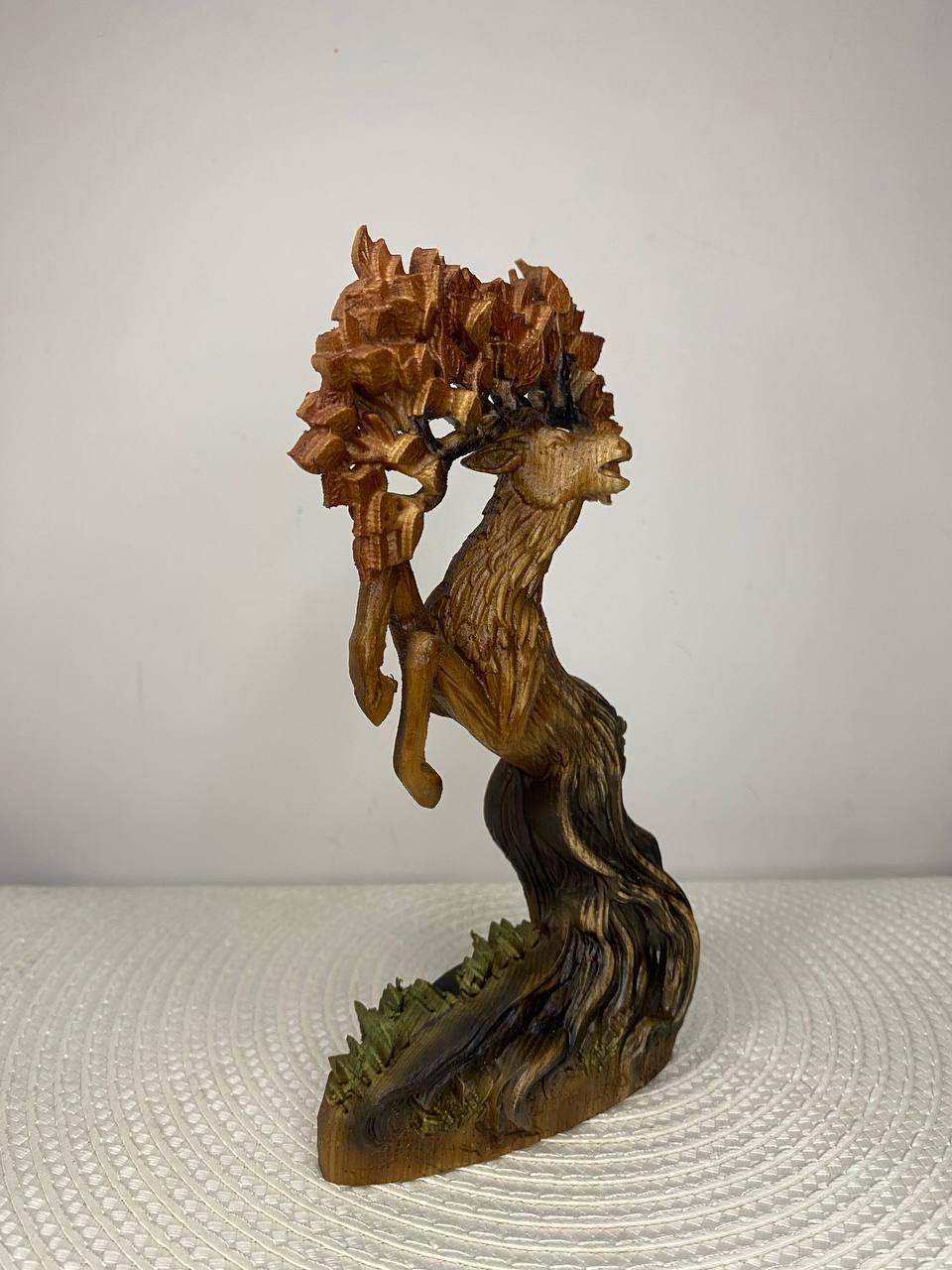 Tree Deer Statue | Hand-Carved Ash Wood Norse Mythology Deer Figurine | ArtCarving Shop