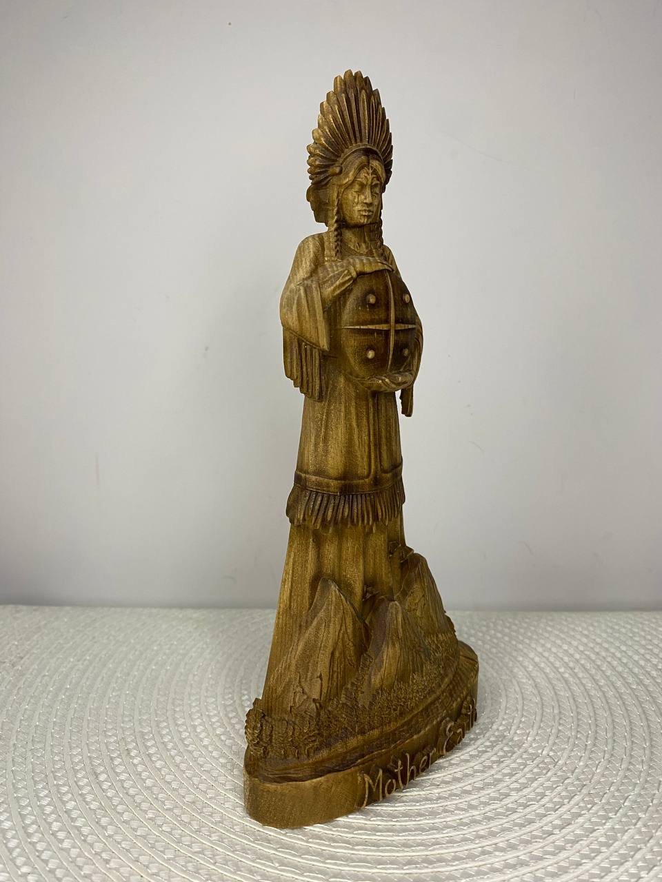 Mother Earth Goddess Wooden Statue – Fertility Goddess, Wiccan Pagan Altar Figurine