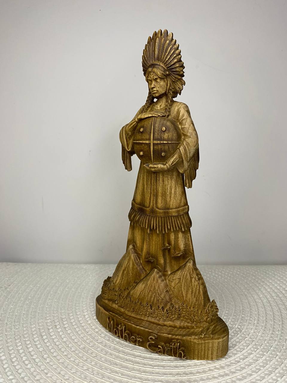 Mother Earth Goddess Wooden Statue – Fertility Goddess, Wiccan Pagan Altar Figurine