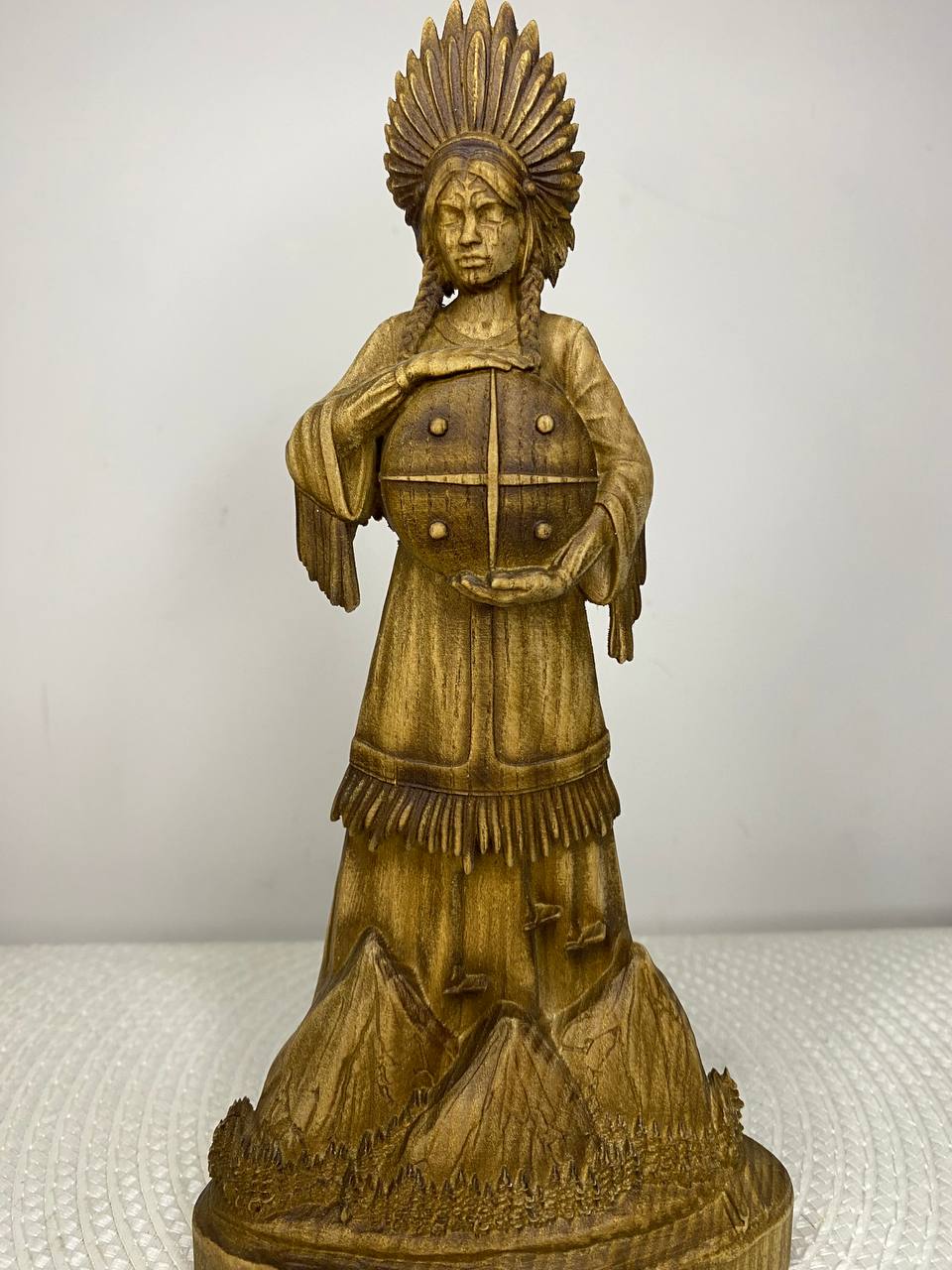 Mother Earth Goddess Wooden Statue – Fertility Goddess, Wiccan Pagan Altar Figurine