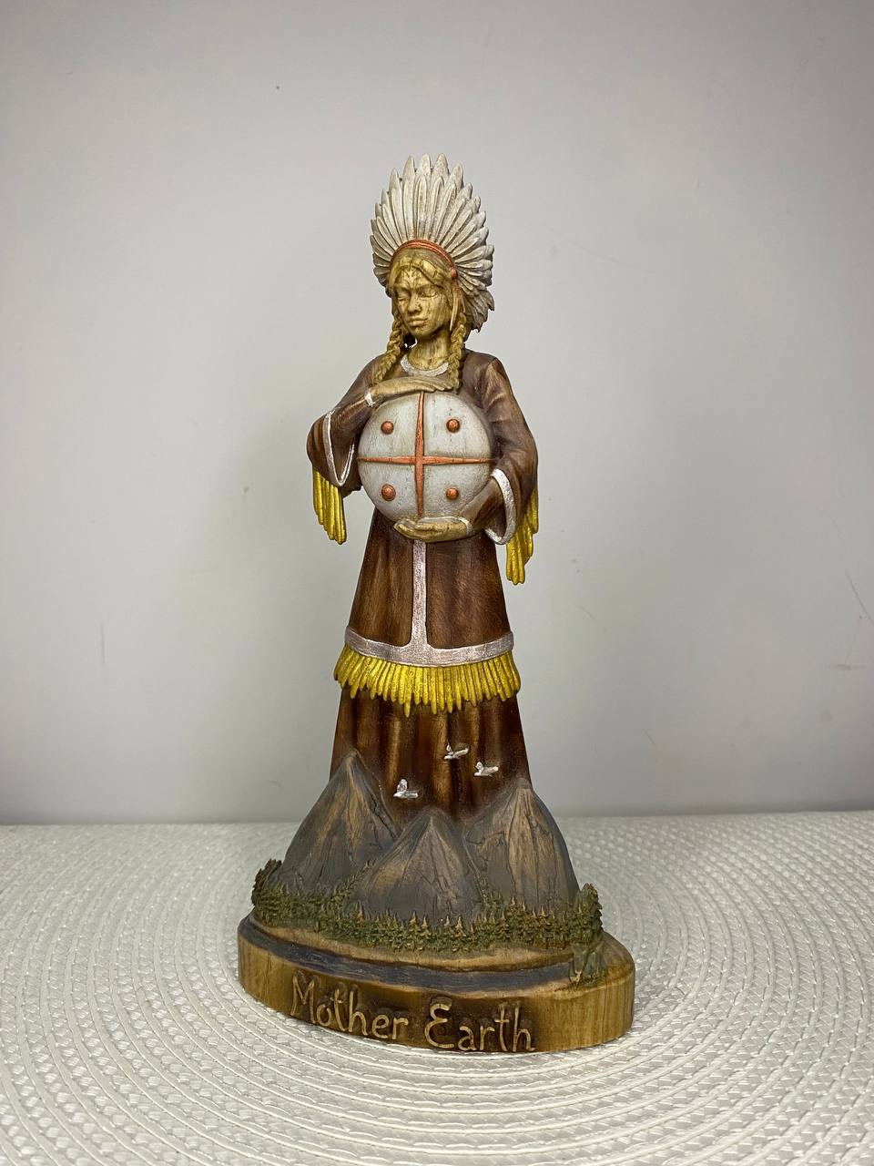 Mother Earth Goddess Wooden Statue – Fertility Goddess, Wiccan Pagan Altar Figurine