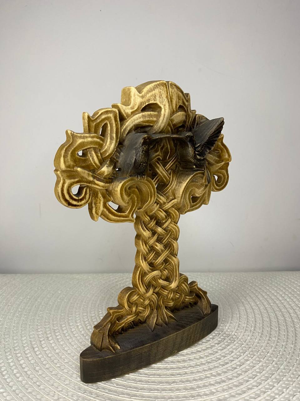 Celtic Tree of Life with Birds | Hand-Carved Ash Wood Knotwork