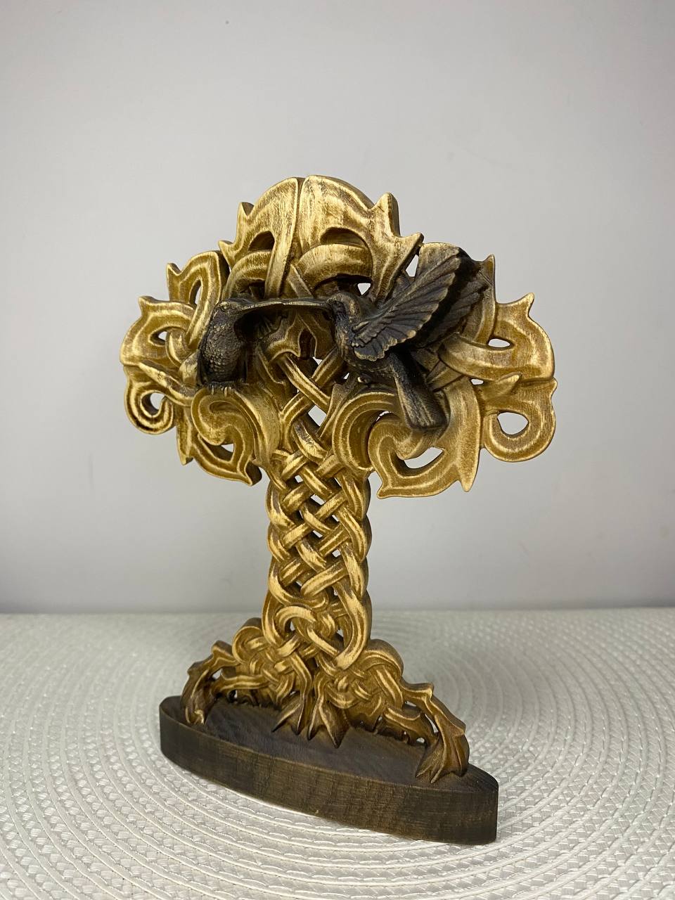 Celtic Tree of Life with Birds | Hand-Carved Ash Wood Knotwork