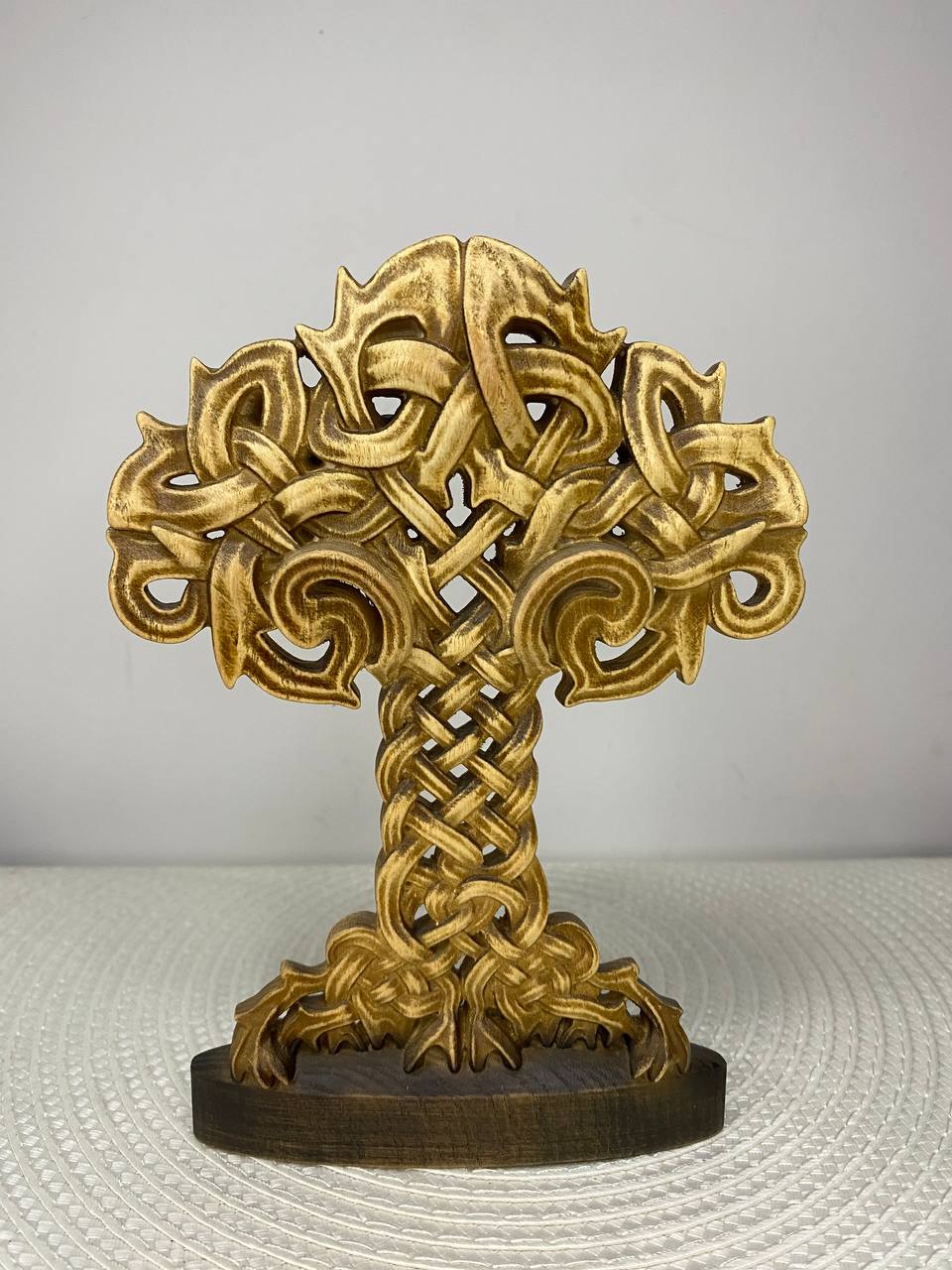 Celtic Tree of Life with Birds | Hand-Carved Ash Wood Knotwork