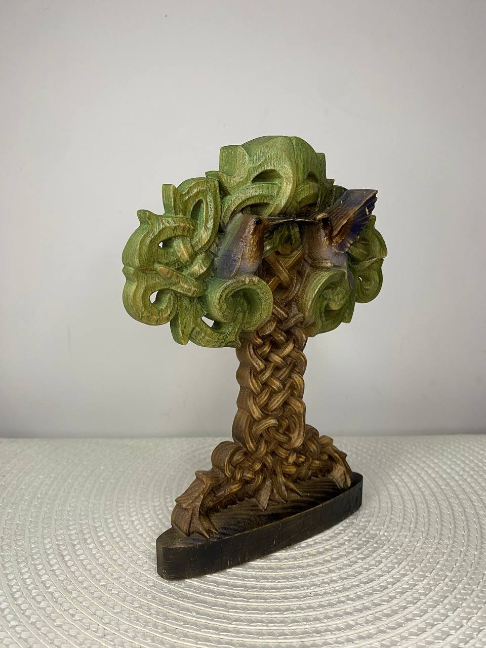 Celtic Tree of Life with Birds | Hand-Carved Ash Wood Knotwork