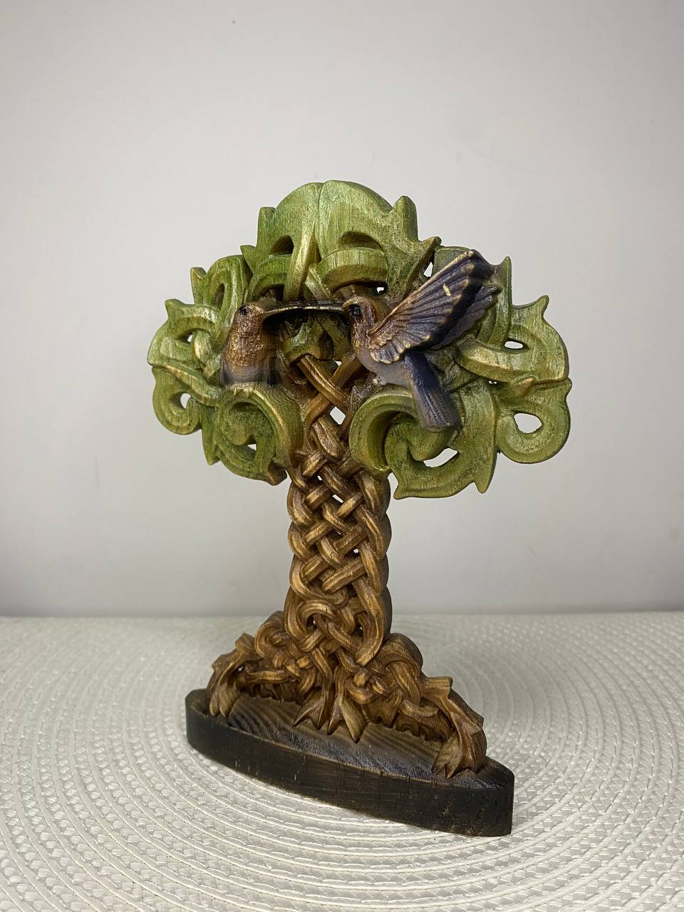 Celtic Tree of Life with Birds | Hand-Carved Ash Wood Knotwork