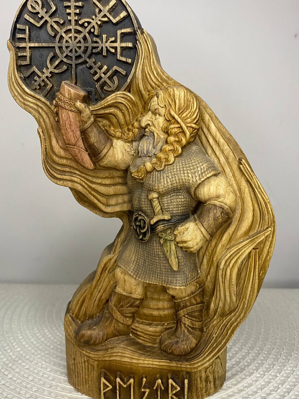 Vestri Norse Dwarf Figurine | Hand-Carved Wooden Statue, Nordic Gnome