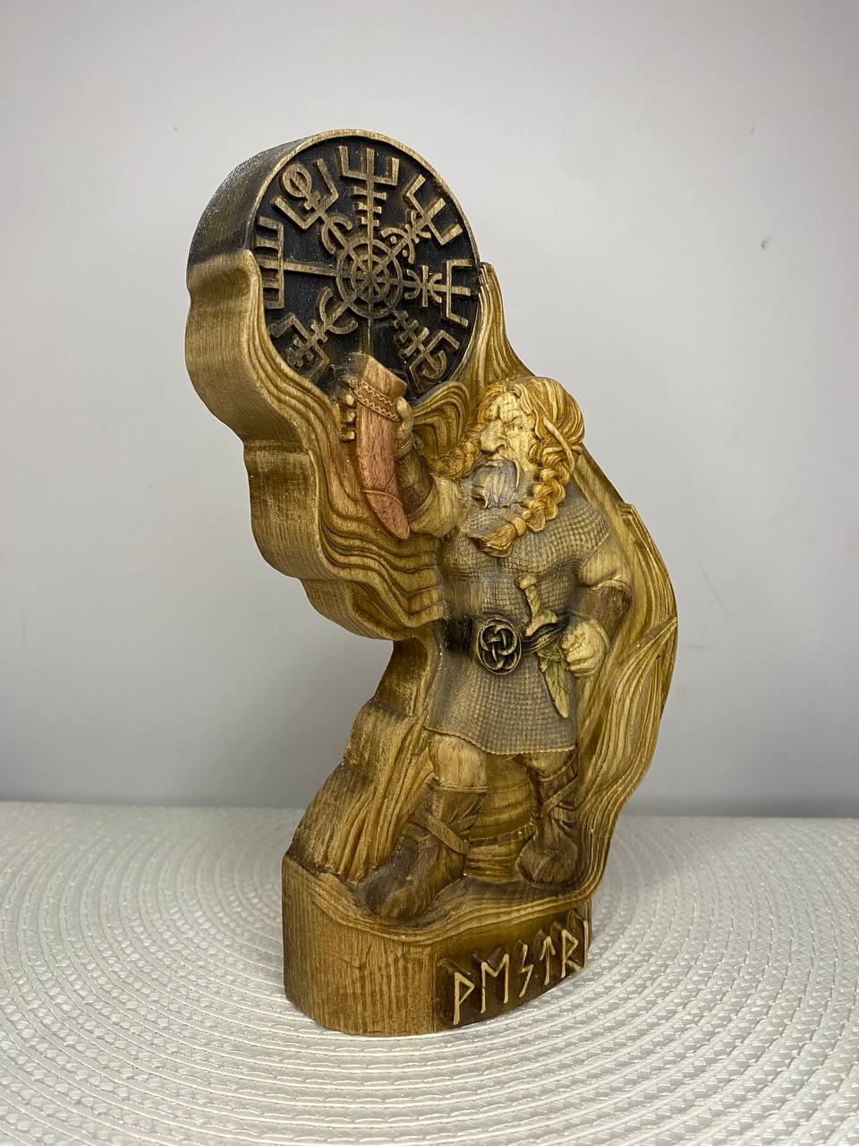 Vestri Norse Dwarf Figurine | Hand-Carved Wooden Statue, Nordic Gnome