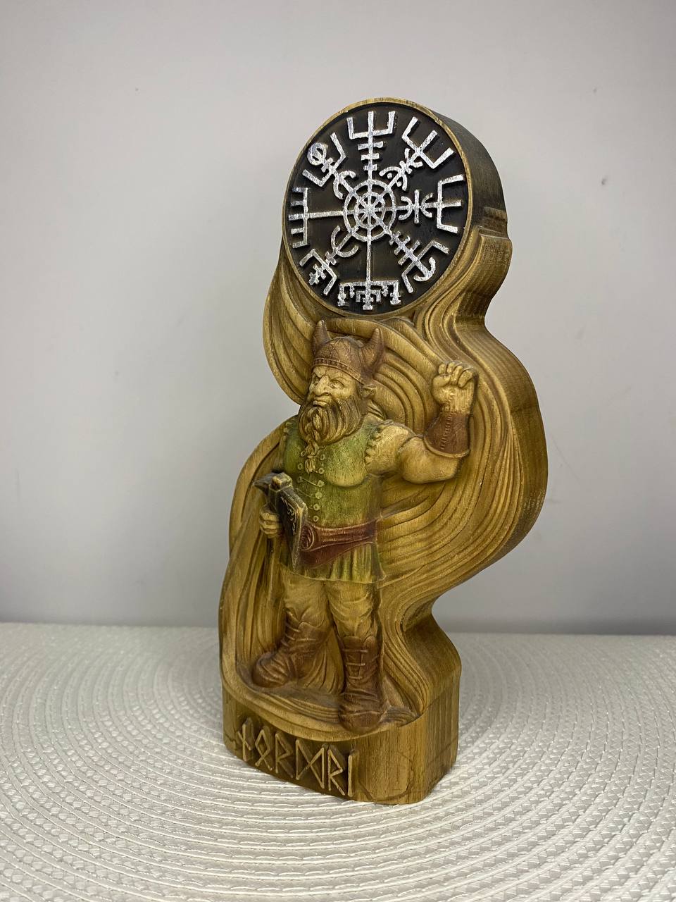 Nordri Norse Dwarf Figurine | Hand-Carved Wooden Statue, Nordic Gnome