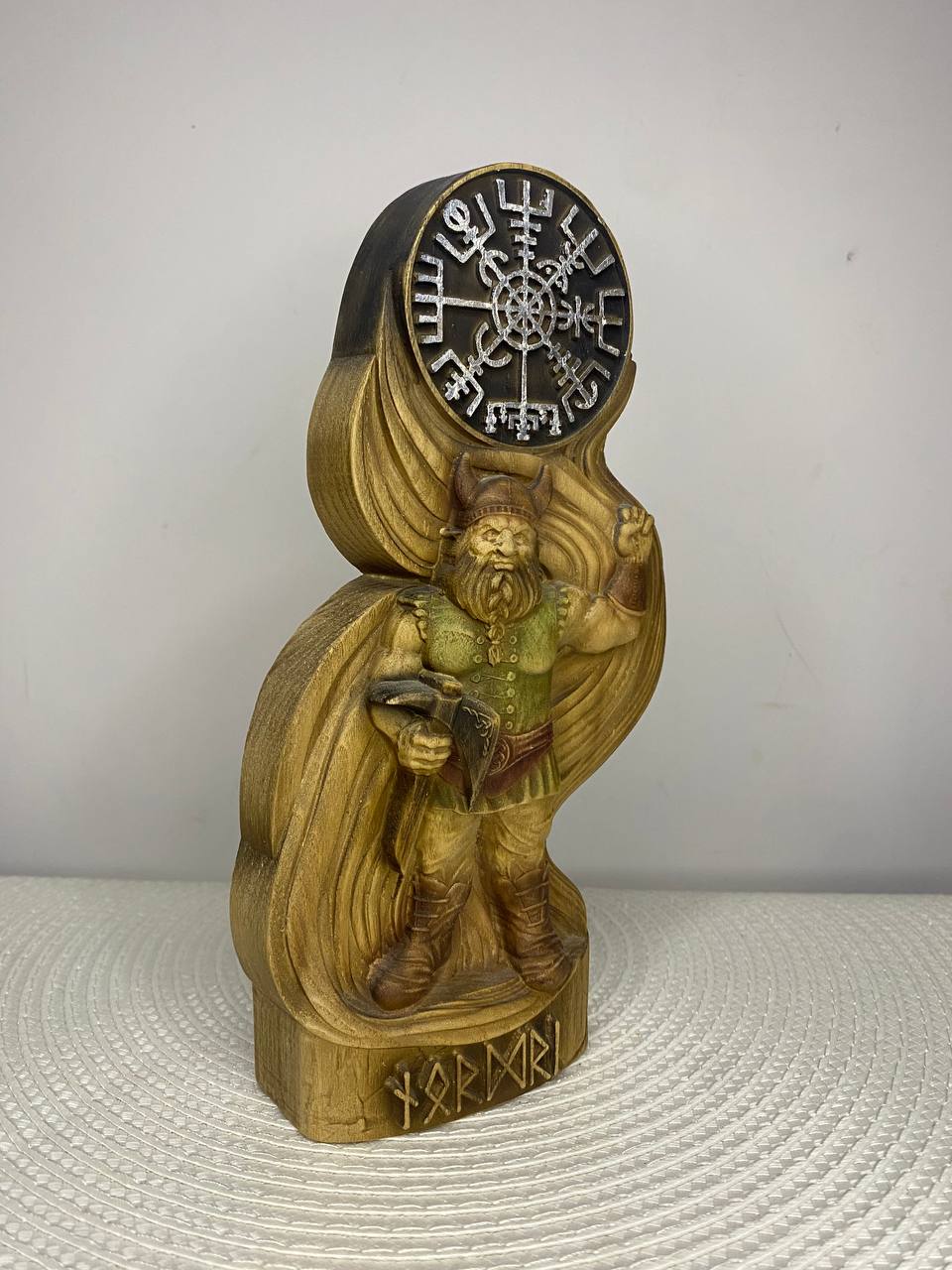 Nordri Norse Dwarf Figurine | Hand-Carved Wooden Statue, Nordic Gnome