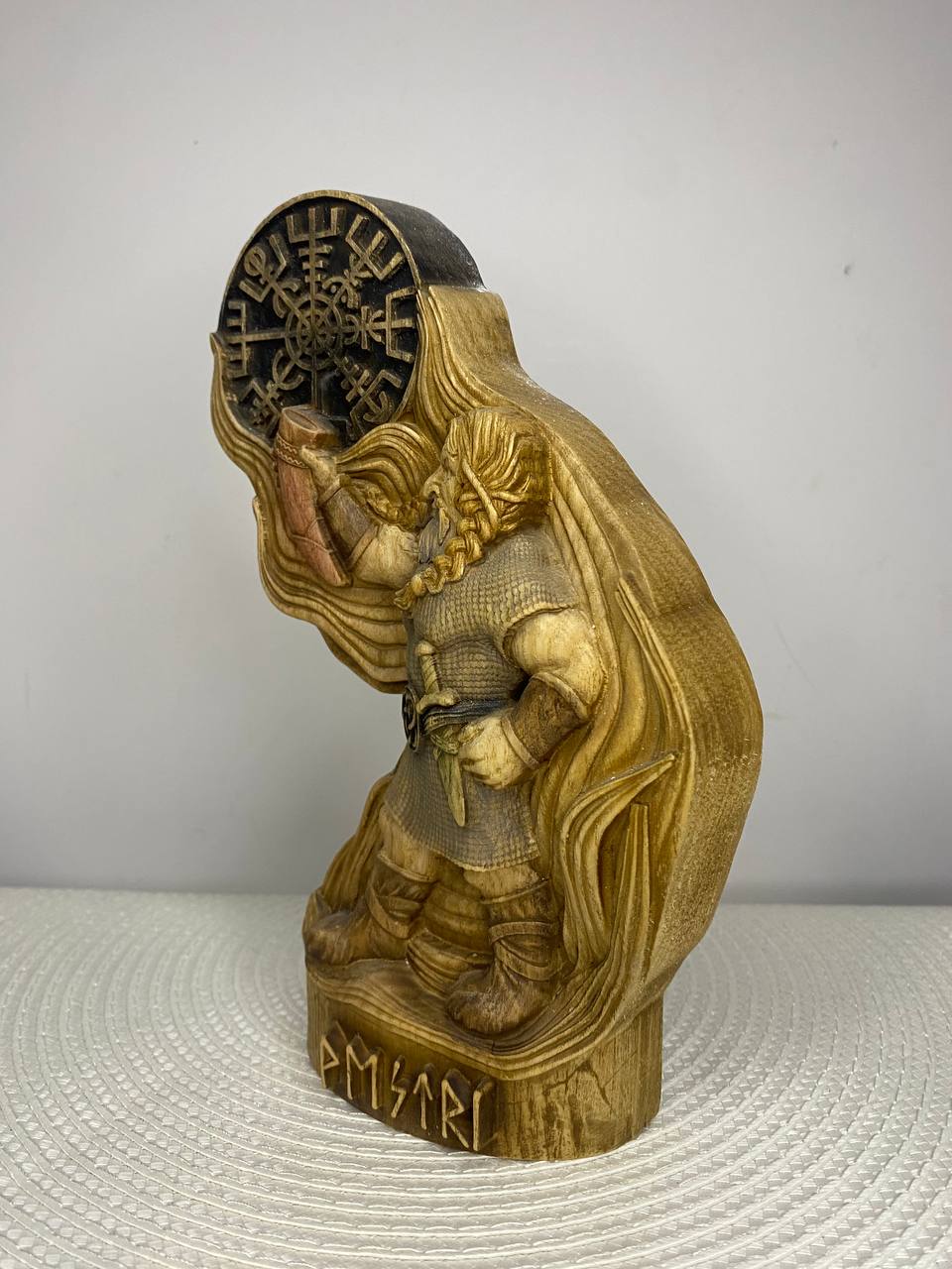Vestri Norse Dwarf Figurine | Hand-Carved Wooden Statue, Nordic Gnome