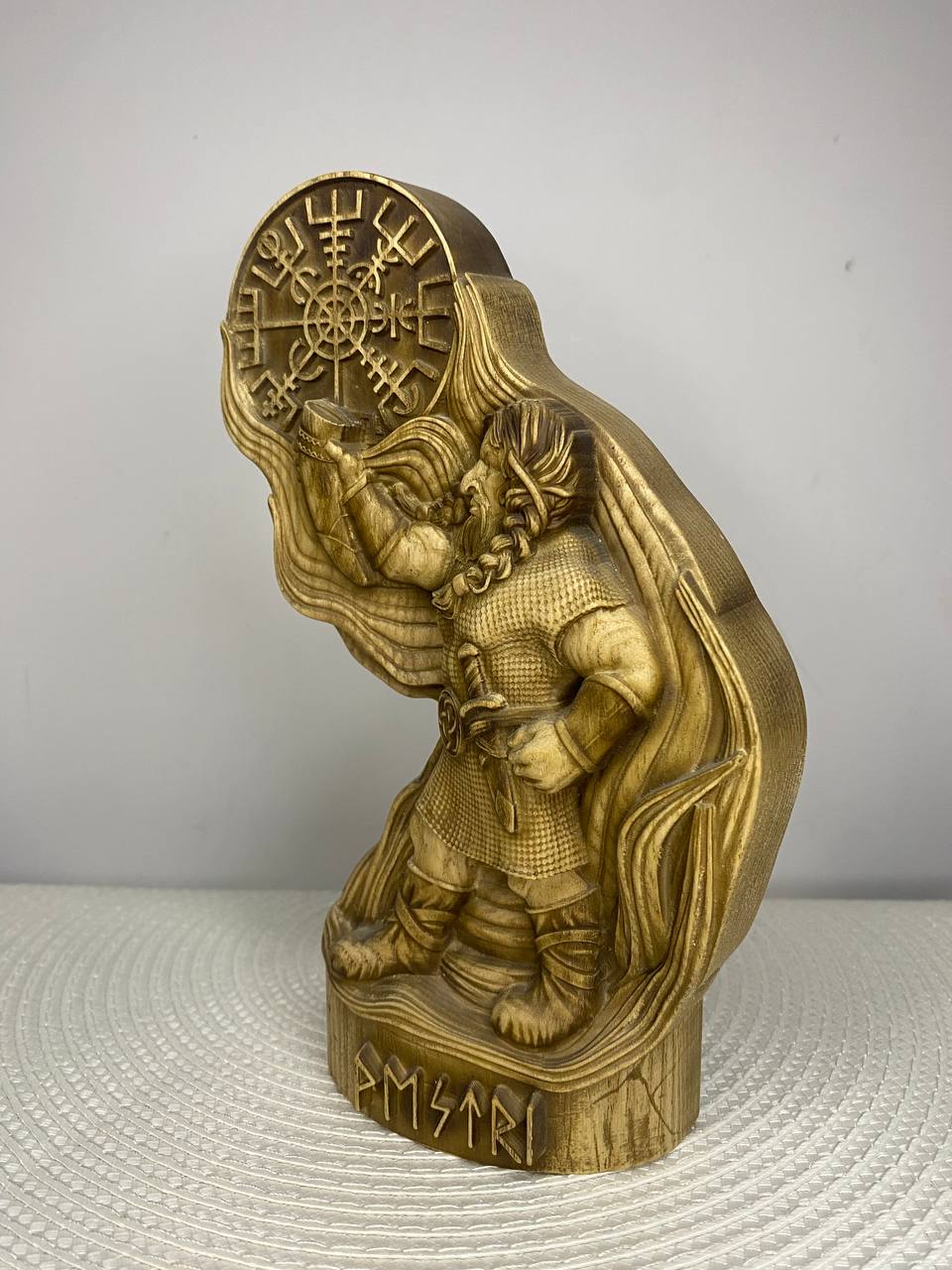 Vestri Norse Dwarf Figurine | Hand-Carved Wooden Statue, Nordic Gnome