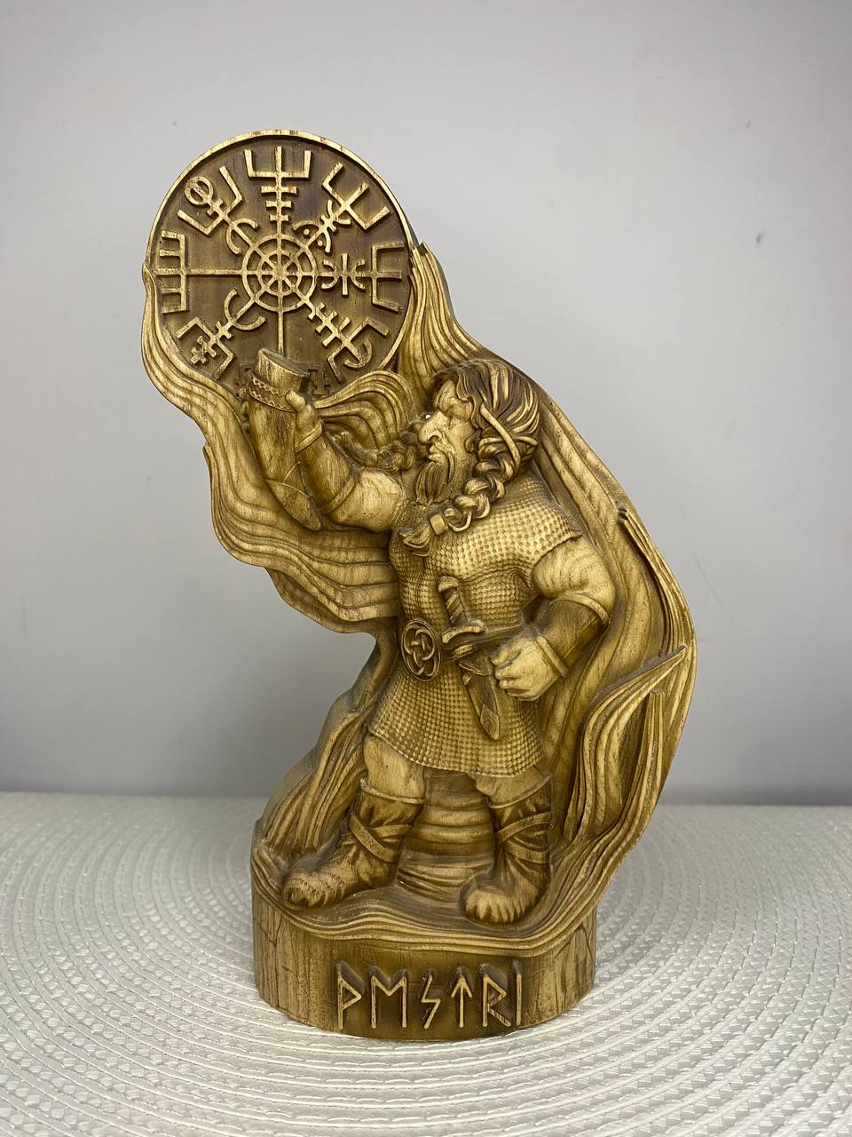 Vestri Norse Dwarf Figurine | Hand-Carved Wooden Statue, Nordic Gnome