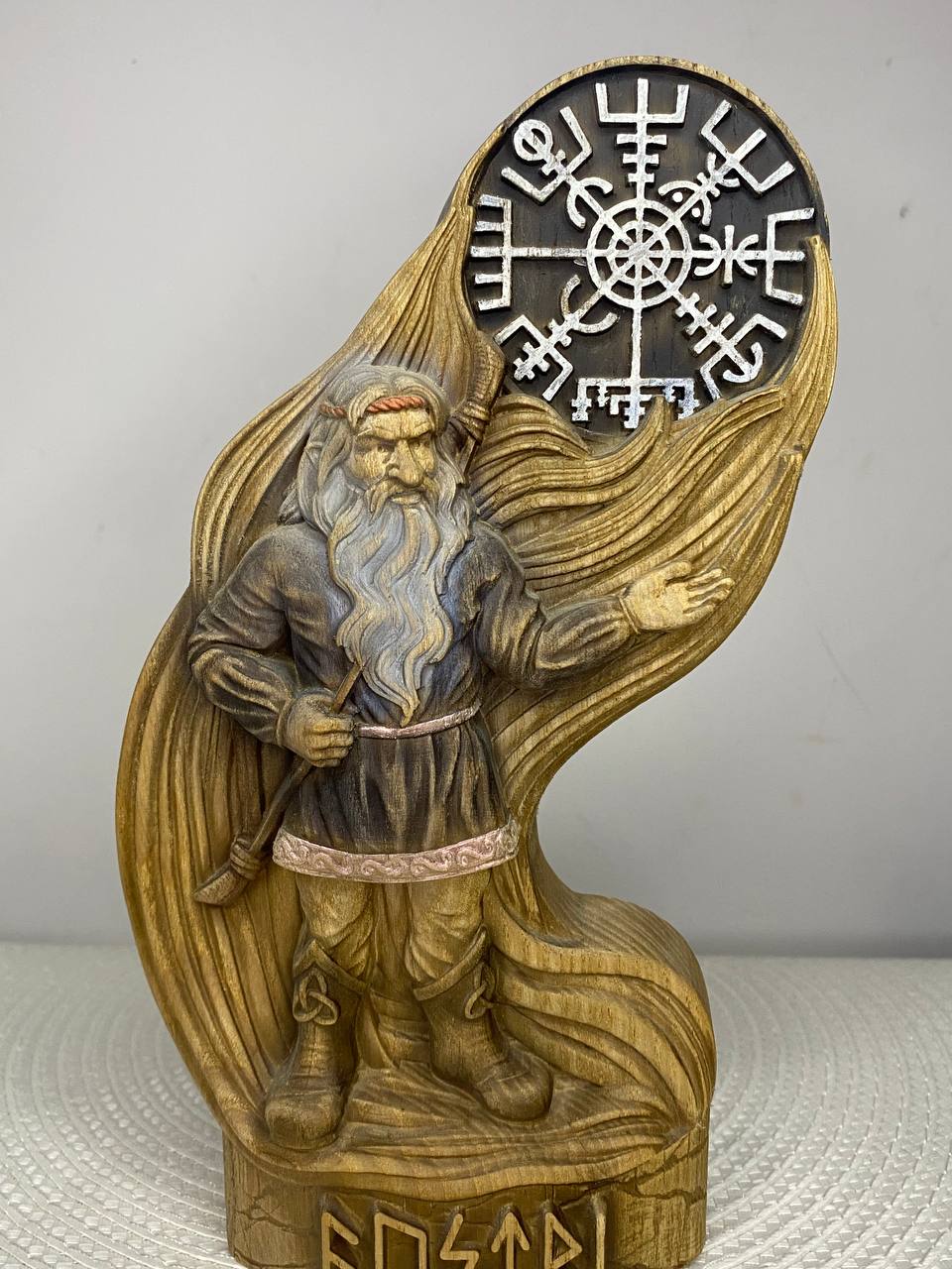 Austri Norse Dwarf Figurine | Hand-Carved Wooden Statue, Nordic Gnome