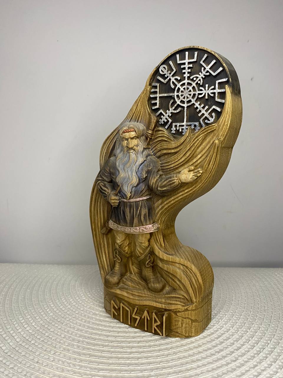 Austri Norse Dwarf Figurine | Hand-Carved Wooden Statue, Nordic Gnome