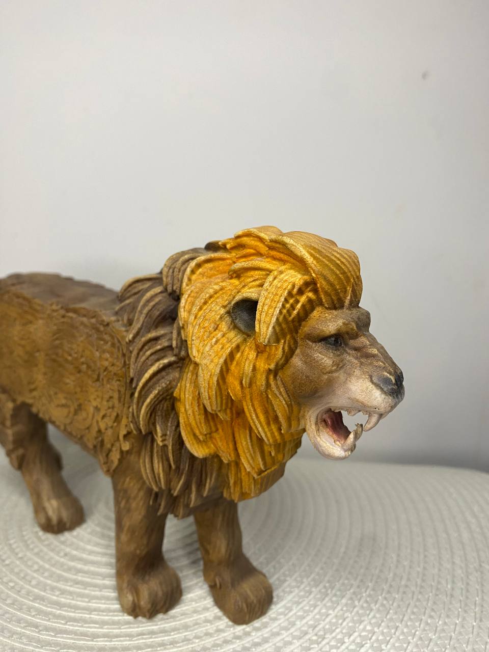Lion Statue | Hand-Carved Ash Wood | Art Carving Shop
