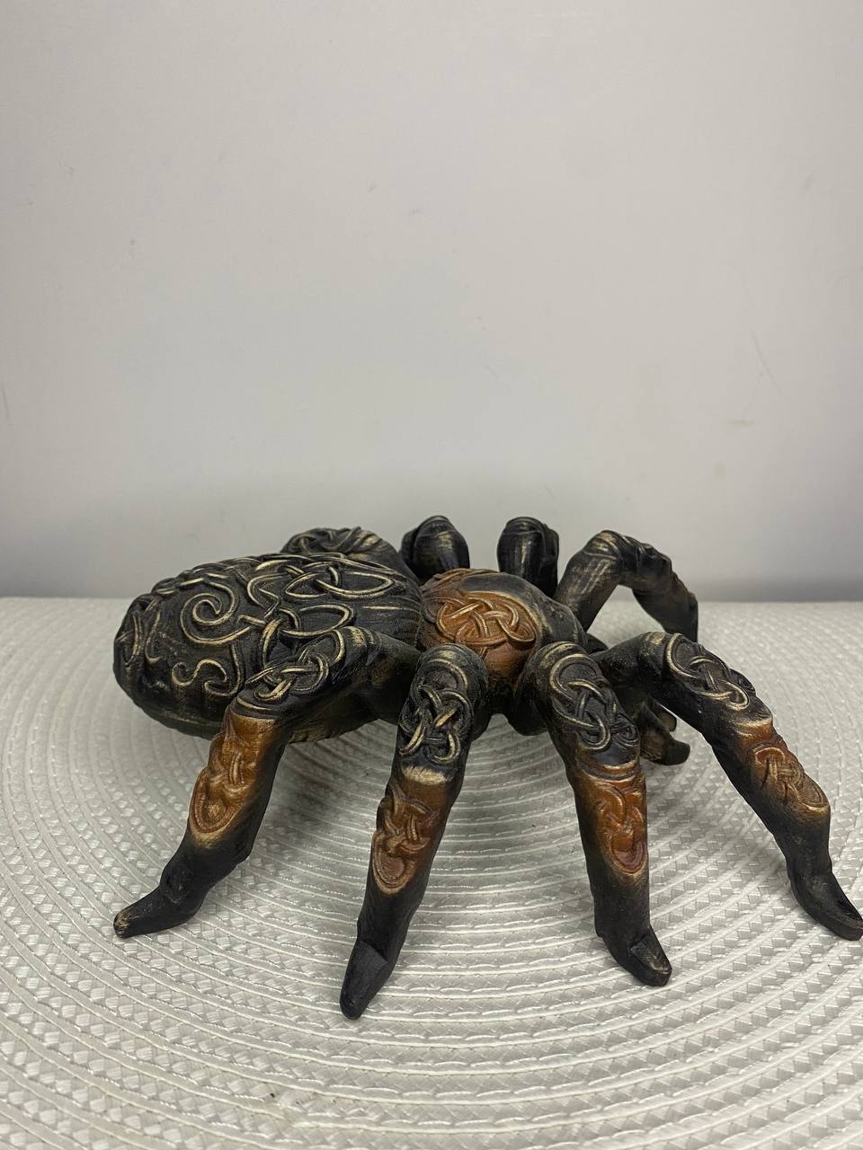 Norse Pagan Spider Sculpture | Hand-Carved Wooden Symbol of Myth and Magic