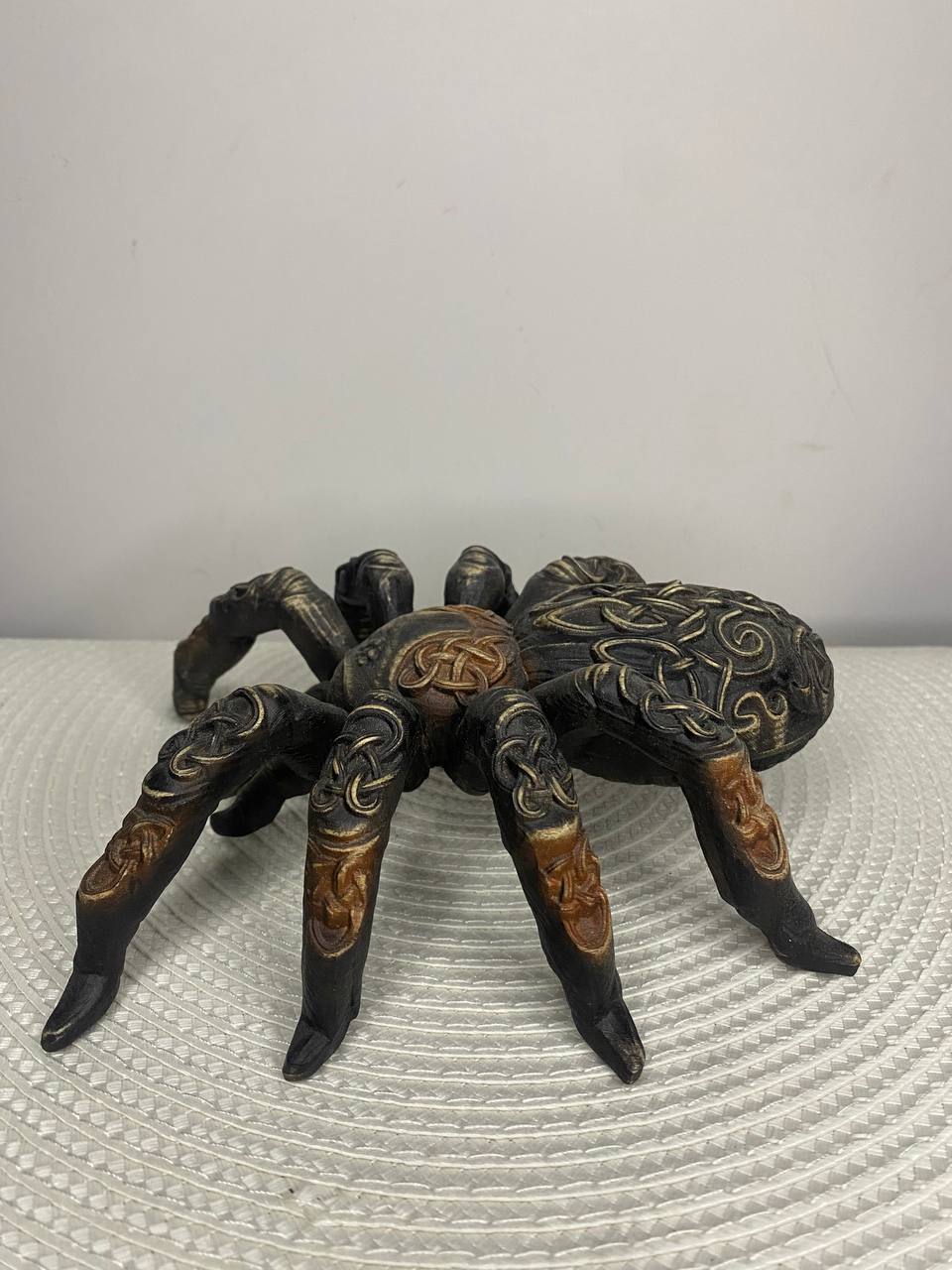 Norse Pagan Spider Sculpture | Hand-Carved Wooden Symbol of Myth and Magic
