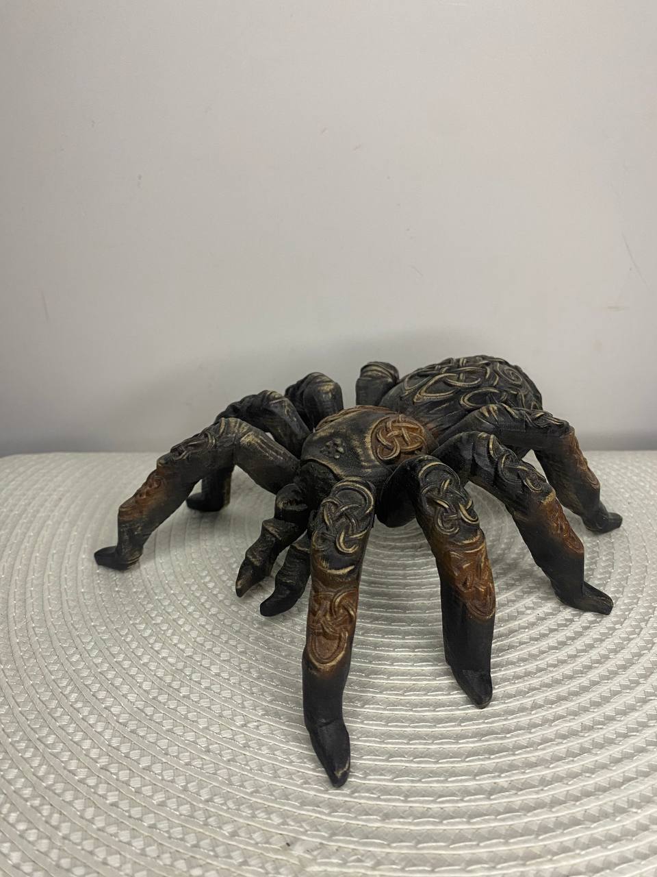 Norse Pagan Spider Sculpture | Hand-Carved Wooden Symbol of Myth and Magic