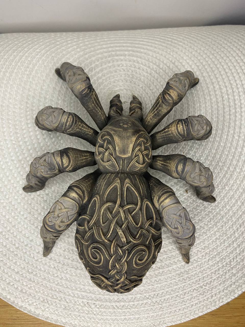 Norse Pagan Spider Sculpture | Hand-Carved Wooden Symbol of Myth and Magic