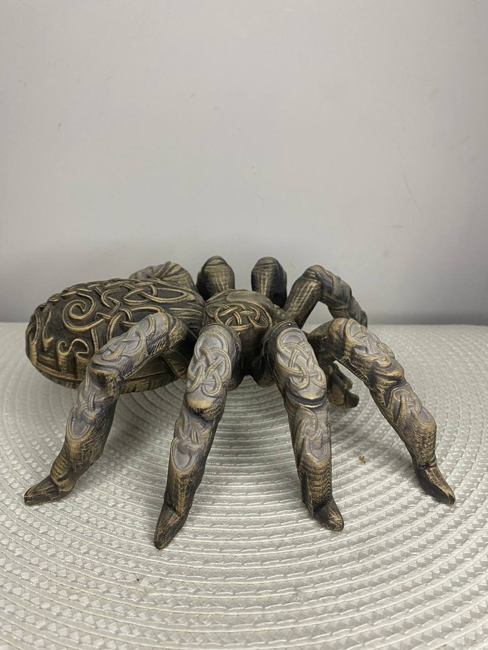 Norse Pagan Spider Sculpture | Hand-Carved Wooden Symbol of Myth and Magic