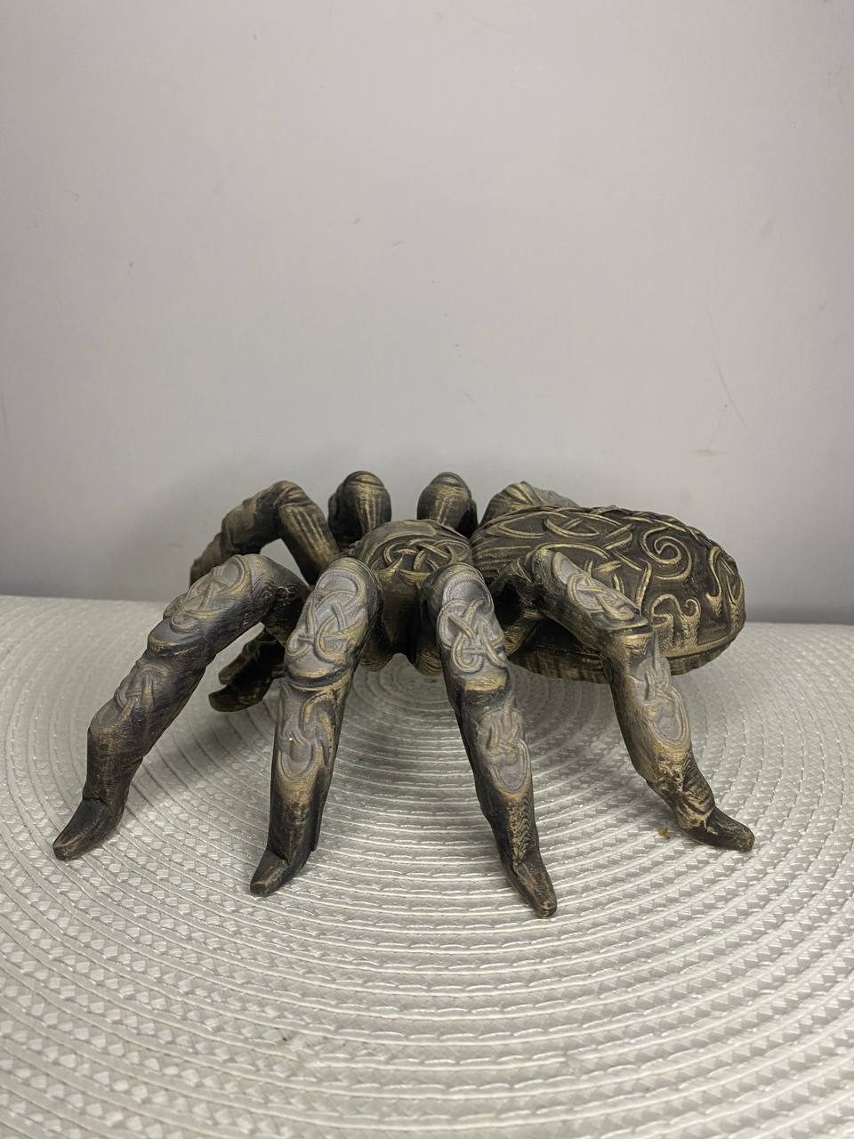 Norse Pagan Spider Sculpture | Hand-Carved Wooden Symbol of Myth and Magic