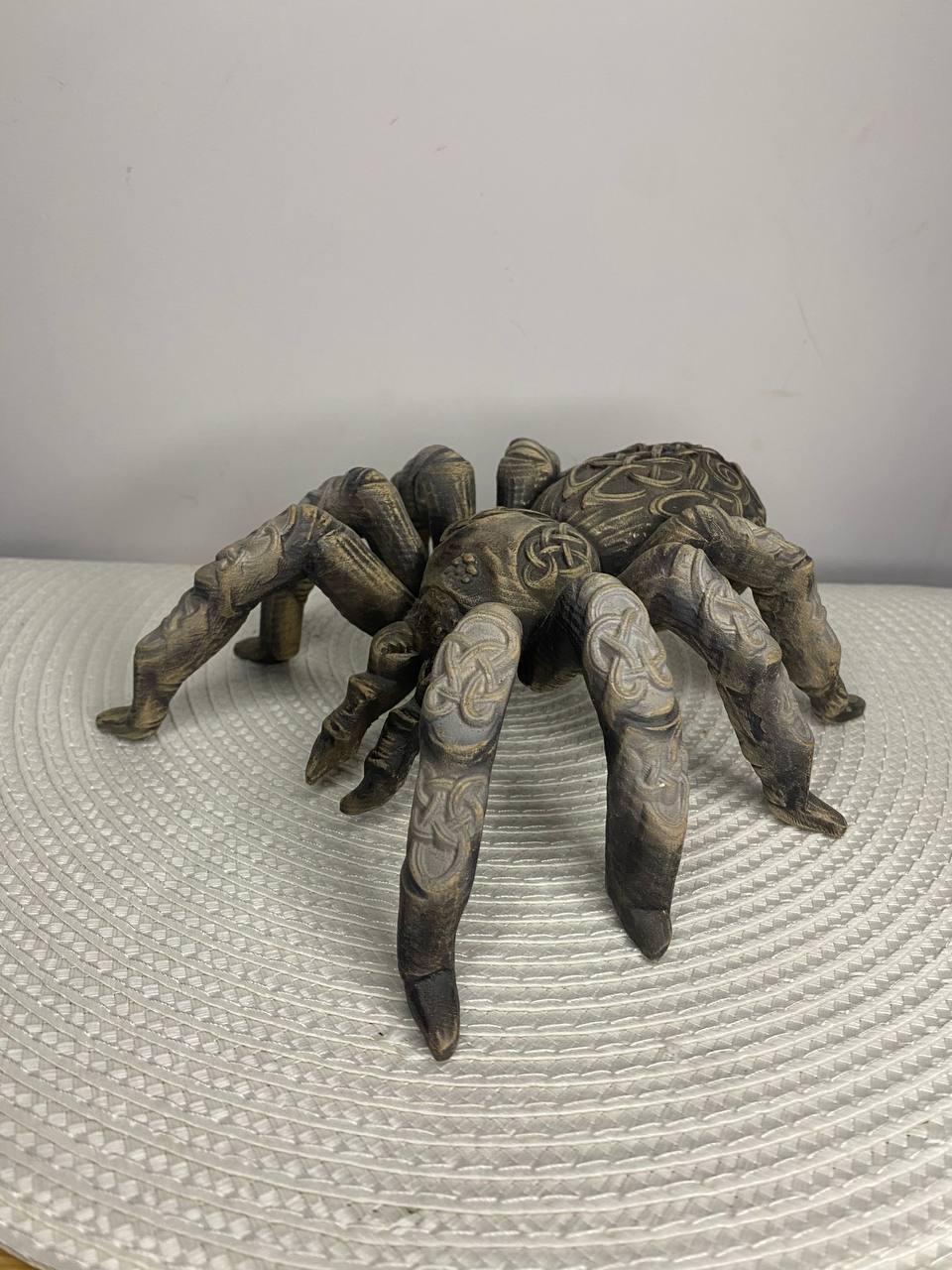 Norse Pagan Spider Sculpture | Hand-Carved Wooden Symbol of Myth and Magic