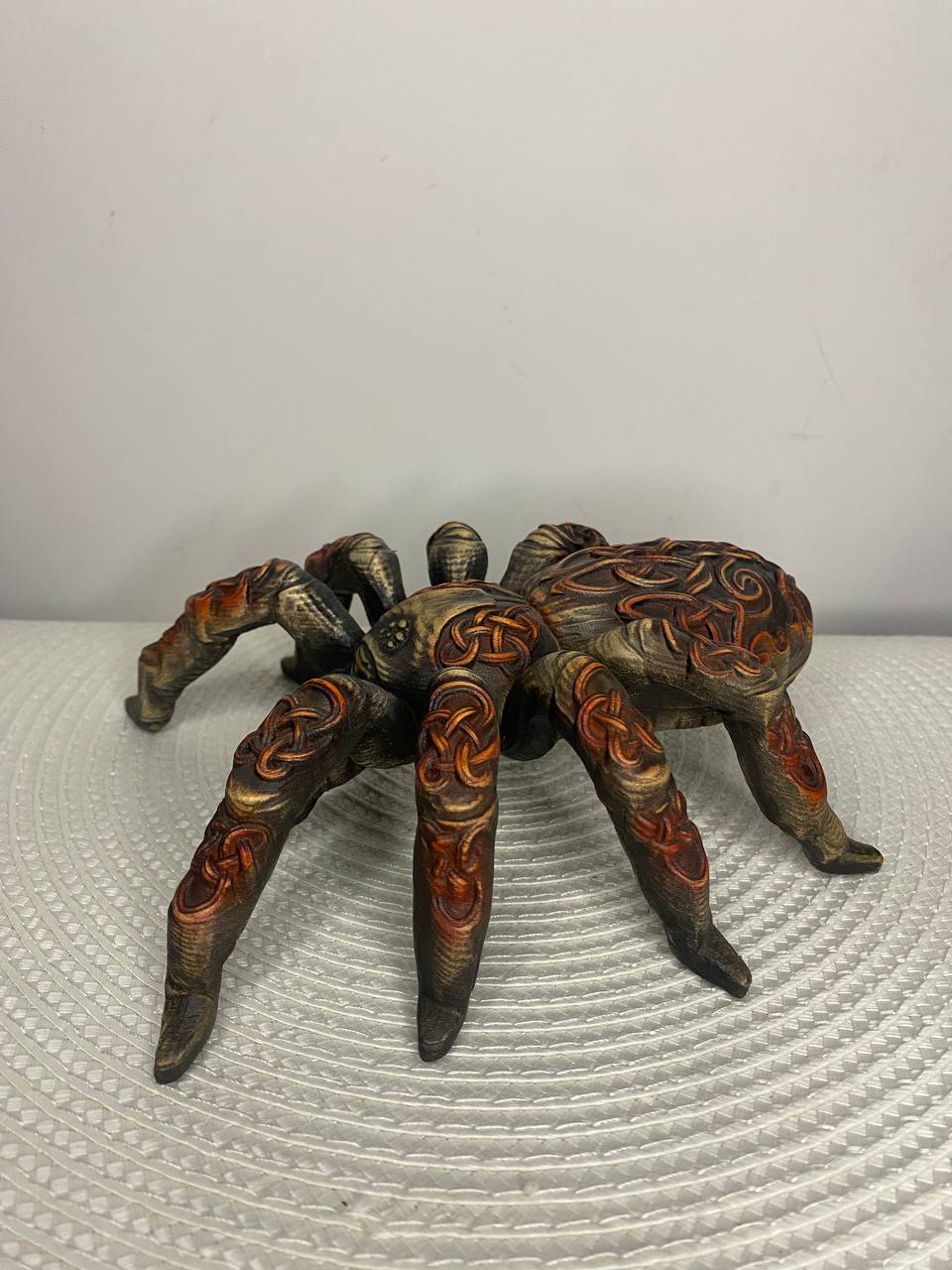 Norse Pagan Spider Sculpture | Hand-Carved Wooden Symbol of Myth and Magic