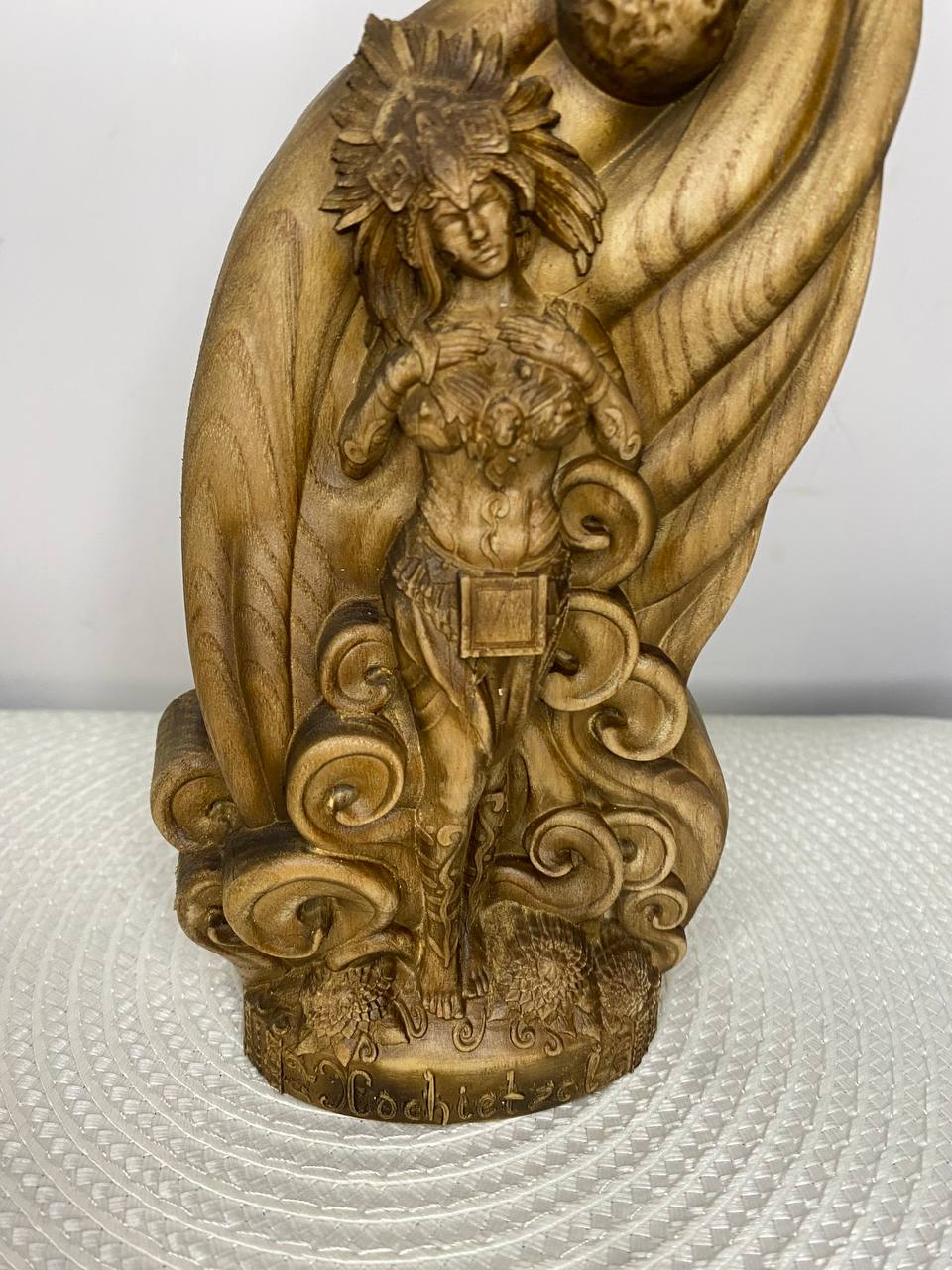 Xochiquetzal Statue – Hand-Carved Ash Wood Aztec Goddess