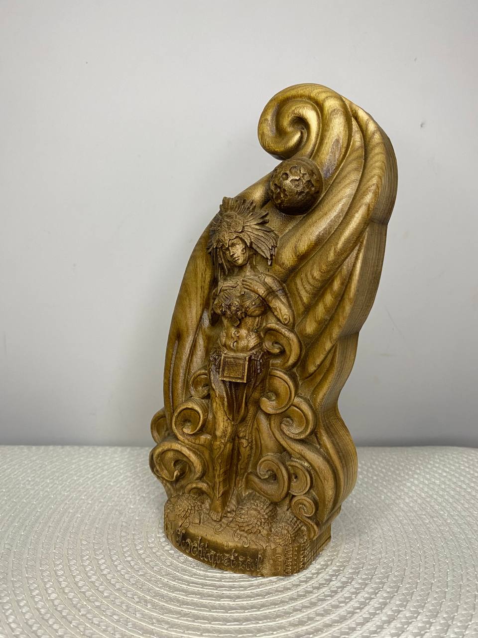 Xochiquetzal Statue – Hand-Carved Ash Wood Aztec Goddess