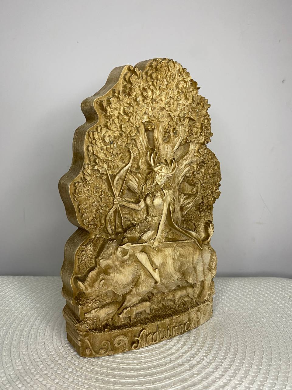 Arduinna Statue – Hand-Carved Ash Wood Celtic Forest Goddess