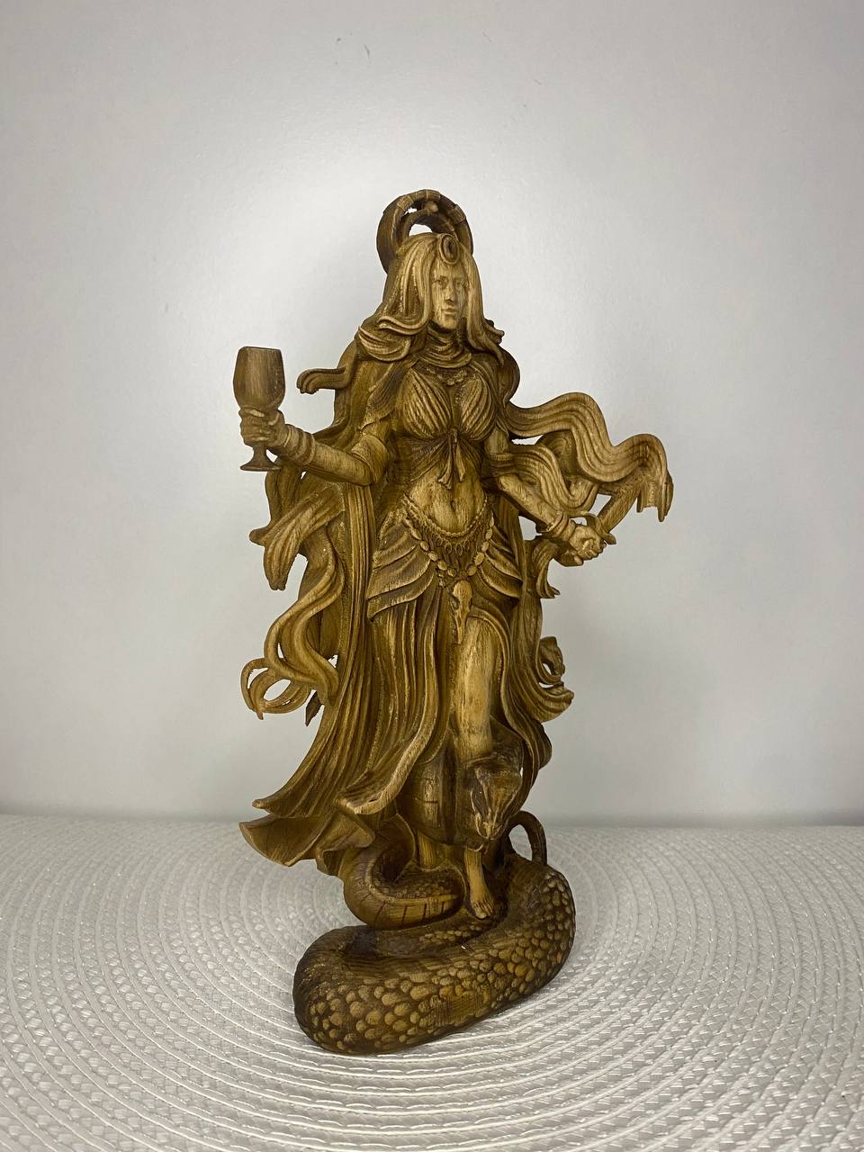 Lamia Statue/Moon Serpent Goddess/ Greek Mythology Wooden Sculpture | Dark Feminine Energy Totem | Pagan Decor