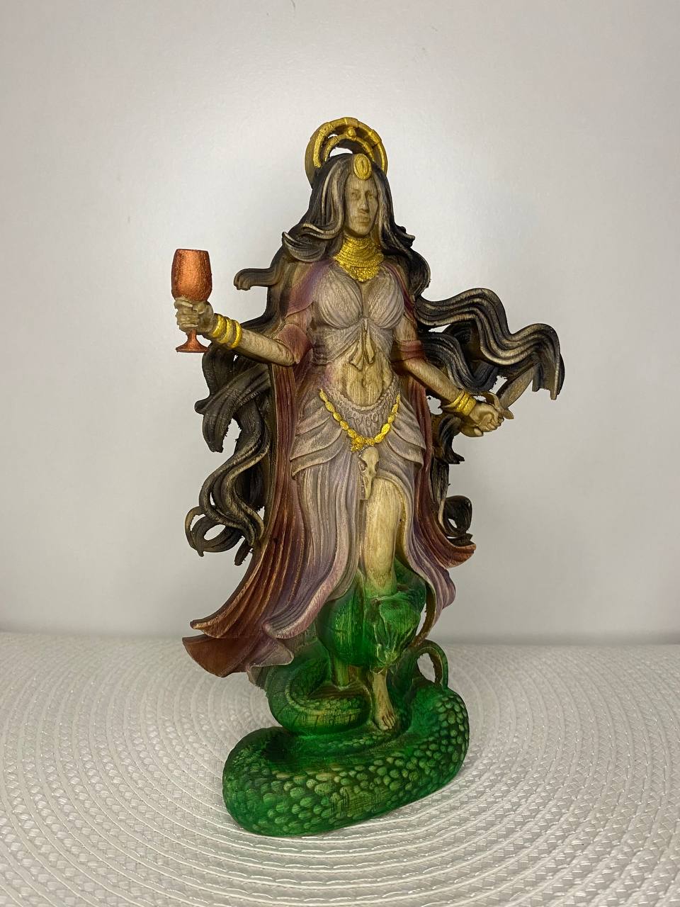 Lamia Statue/Moon Serpent Goddess/ Greek Mythology Wooden Sculpture | Dark Feminine Energy Totem | Pagan Decor