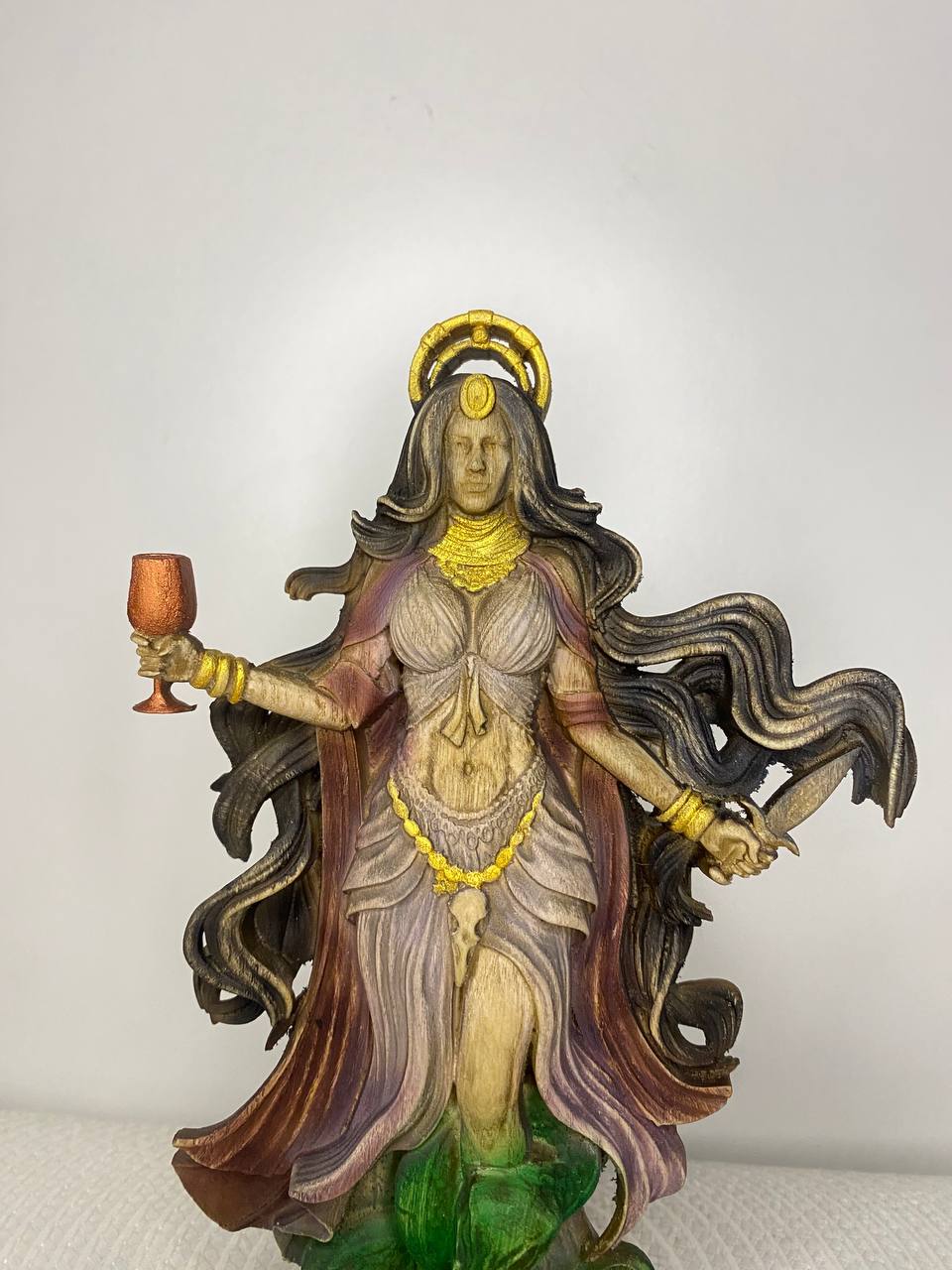 Lamia Statue/Moon Serpent Goddess/ Greek Mythology Wooden Sculpture | Dark Feminine Energy Totem | Pagan Decor