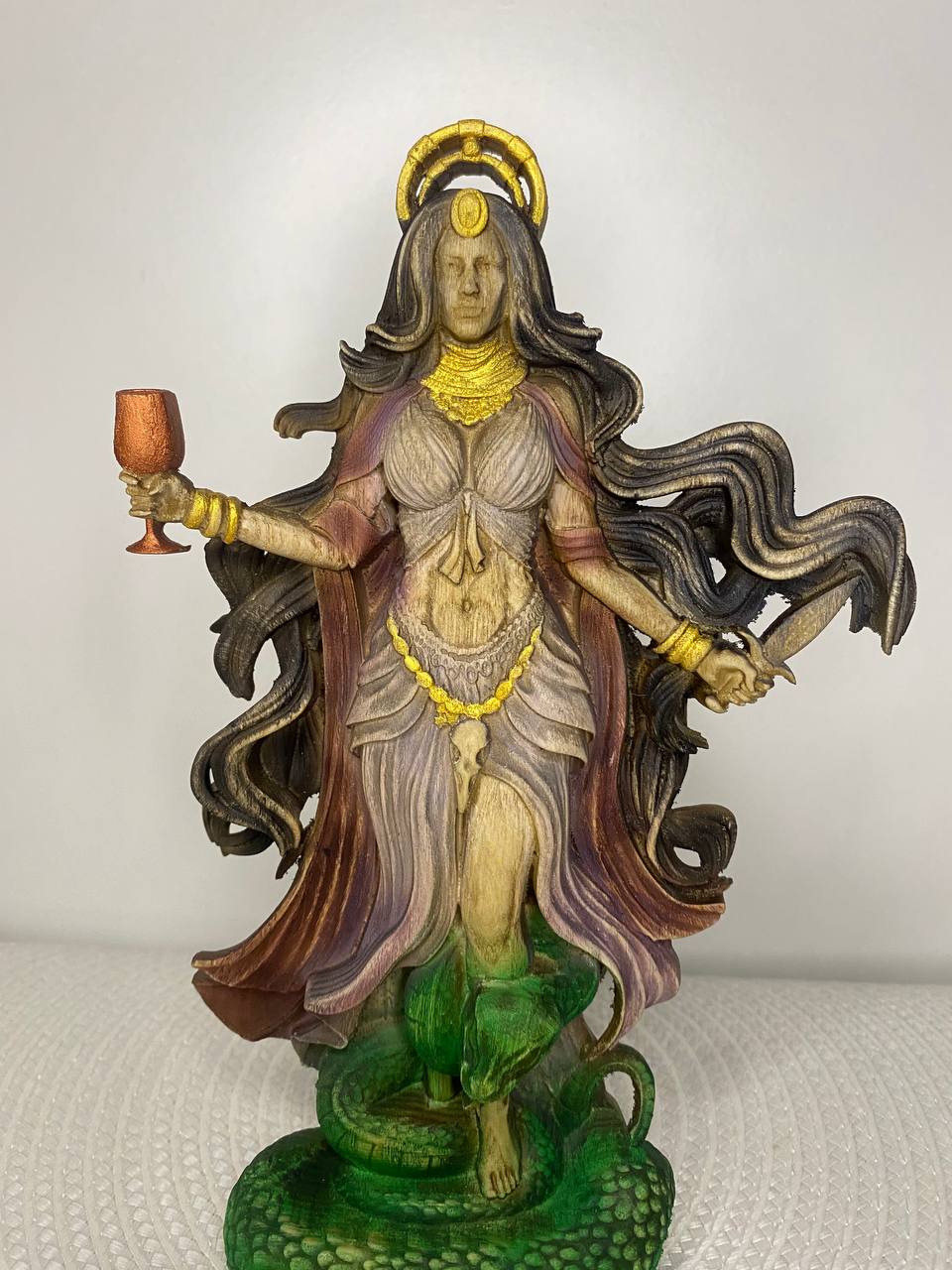 Lamia Statue/Moon Serpent Goddess/ Greek Mythology Wooden Sculpture | Dark Feminine Energy Totem | Pagan Decor