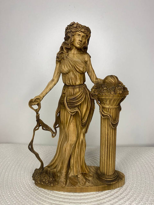 Ariadne Statue | Greek Goddess of the Labyrinth | Greek Mythology Pagan Altar Decor | Natural Wood Sculpture